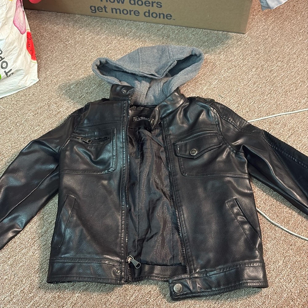 Kids leather bomber jacket